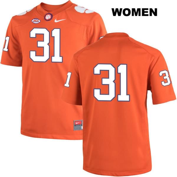 Women's Clemson Tigers #31 Cole Renfrow Stitched Orange Authentic Nike No Name NCAA College Football Jersey GLT4446II